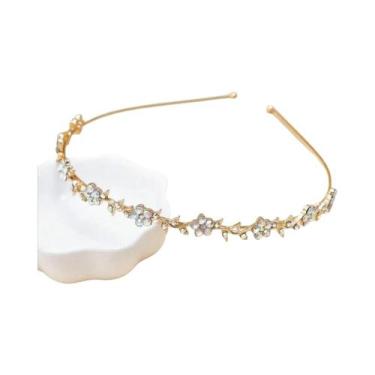 Imagem de Flor strass bandana cocar cabelo senhora - NONE, Cor dourada