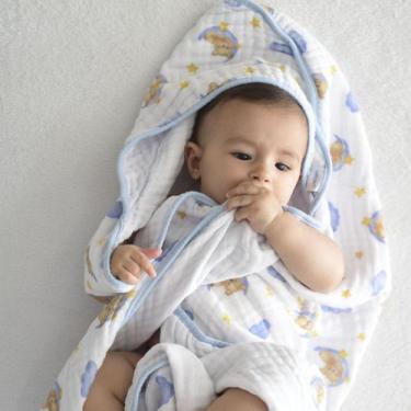 Imagem de Toalha de Banho Bebê Soft Com 3 Camadas De Fralda Baby Joy, Urso Celes