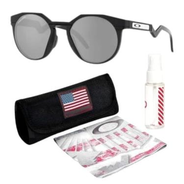 Imagem de OAKLEY Óculos de sol HSTN OO9242 formato redondo com kit oficial de óculos, Preto fosco, 52 mm