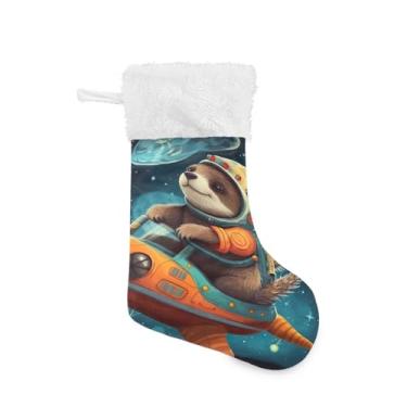 Imagem de ATTX Meias de Natal engraçadas preguiças, suportes de presente brancos de pelúcia para decorações de festas de fim de ano (17,7 polegadas, pacote com 2) #306