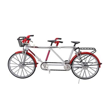 Imagem de KIMISS Modelo Requintado de Mini Bicicleta Tandem - Ornamento de Liga para Decoração de Casa e Escritório, Modelo Detalhado de Bicicleta DIY para Presentes Exclusivos e Itens Colecionáveis