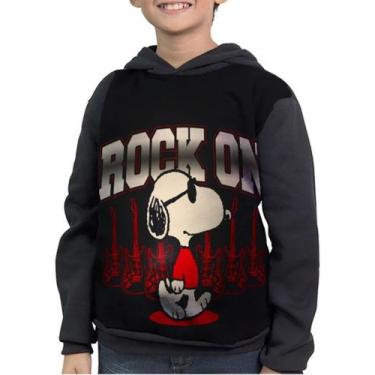 Imagem de Moletom Infantil Beagle Snoopy Rock On, Preto, 3