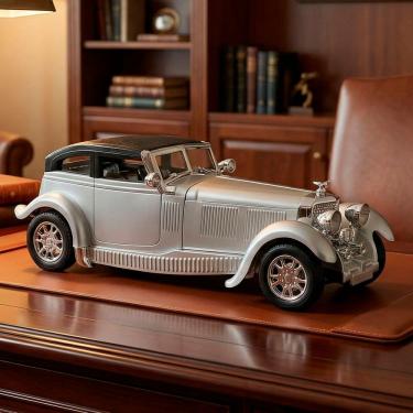 Imagem de Carro Miniatura Clássico Antigo Fricção Colecionável Prata