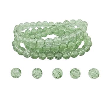 Imagem de DandS ltd Contas de vidro Crackle Lampwork para fabricação de joias, verde natural, pulseiras DIY vibrantes, colares, suprimentos de miçangas e kits de artesanato para joias artesanais, 80 peças 0,39