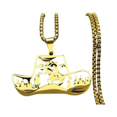 Imagem de Colar De Aço Inoxidável Prateado Com Pingente De Chapéu De Cowboy Ocid