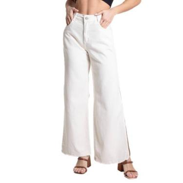 Imagem de Calça Sarja Sawary Wide Leg Petit - 281797 - bege 44, Bege, 44