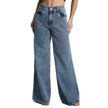Imagem de Calça Jeans Sawary Wide Leg - 281939 - Azul medio 40, Azul, 40
