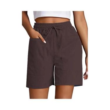 Imagem de Bermuda Feminina De Cintura Alta Com 4 Polegadas, Corte Solto, Casual,