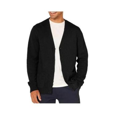 Imagem de Cardigan Masculino Oversized De Manga Longa Com Decote Em V, Suéter De