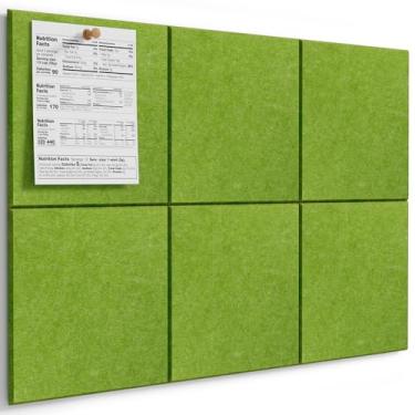 Imagem de MaxGear Quadro grande de cortiça para parede 91,4 cm x 61 cm, quadro de avisos verde floresta, pacote com 6 azulejos de parede de feltro com pinos, placas de cortiça para escritório quadro de pinos