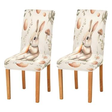 Imagem de SEHANY Lindas capas de cadeira de coelho de conto de fadas para sala de jantar, conjunto de 2, capa protetora elástica removível e lavável para cadeira de jantar para cozinha, hotel, festa, decoração