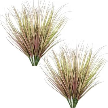 Imagem de CATTREE Plantas artificiais de caule de grama de trigo, arbustos de vegetação artificial para decoração interna e externa, plástico sintético, folhas longas, arbustos, escritório, jardim, festa de