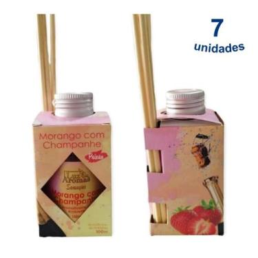 Imagem de Kit 7 Aromatizador de Ambiente de Morango com Champanhe 100ml Difusor 
