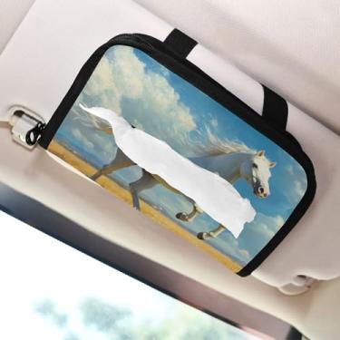 Imagem de SEHANY Suporte de lenços de carro Majestic Horse, caixa de lenços para carro, viseira solar, porta-guardanapos retangular, dispensador de máscara de carro, caixa de lenços de papel para automóveis
