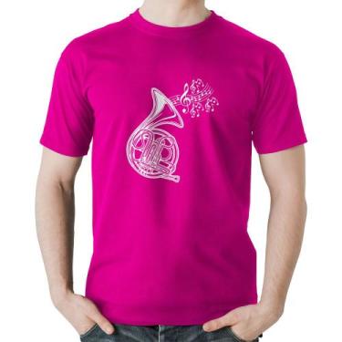 Imagem de Camiseta Algodão Trompa Notas Musicais - Foca na Moda, Rosa, M