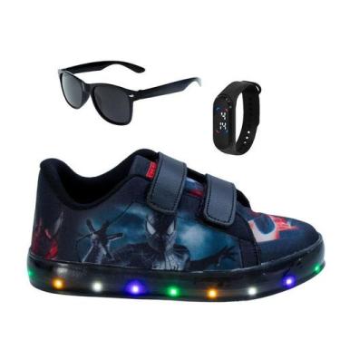 Imagem de Tênis Casual Infantil Masculino Led Homem Aranha Sonic Luzinha Escolar