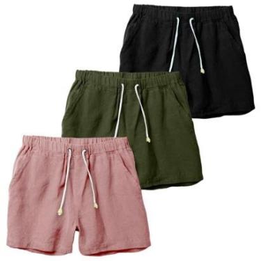 Imagem de Kit 3 Shorts Linho Premium Masculina Bermuda Praia Luxo Moda-Masculino