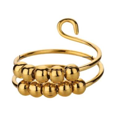 Imagem de Anel De Contas De Ansiedade Ajustável Em Aço Inoxidável Cor Dourada Pa