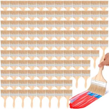 Imagem de 120 pincéis de lascas, pincéis de tinta a granel de 10 cm, pincéis de madeira, aplicadores de arte plana para tinta, colas, verniz, materiais de arte e artesanato