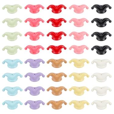 Imagem de PH PandaHall 40 contas de chapéu de palhaço acrílico 10 cores opacas contas de caneta 35 x 18 mm tinta para assar chapéu de circo berloques para fazer joias, artesanato, pulseira, colar, brinco
