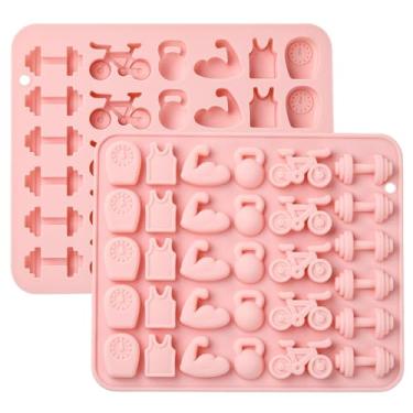 Imagem de KitBeads 2 peças de molde de silicone esportivo fitness haltere halterofilismo argila polímero molde de resina para decoração de cozimento, resina, artesanato DIY