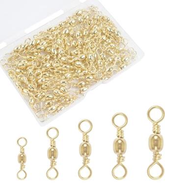 Imagem de AGOOL Barril de pesca giratório – 50/100 peças rolamento de esferas giratórias de pesca com anel sólido conector de linha de gancho cobre com aço inoxidável revestido de níquel preto força teste 15,8-47,6 kg (100 peças, 6#)