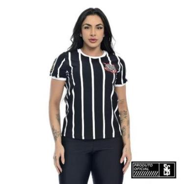 Imagem de Camiseta Feminina Retrô Corinthians Democracia 1982 S/N Preto-Feminino