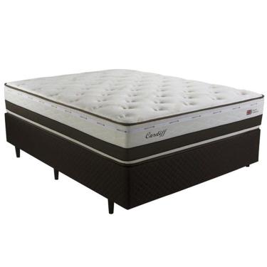 Imagem de Cama Box Casal Molas Maxspring Herval Cardiff, 69x138x188 cm, Bege e Marrom