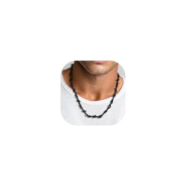 Imagem de ChainsProMax Colar de arame farpado para homens e mulheres, corrente punk espinho gótico masculino corrente 45,7-61 cm para marido pai, aço inoxidável/banhado a ouro/joias masculinas hip hop pretas
