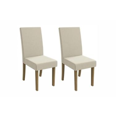 Imagem de Cadeira Sala De Jantar 2cad131 Kit 2 Un Canela/linho Bege - Kappesberg