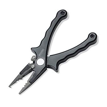 Imagem de Alicate de pesca, alicate de pesca de corte rápido, removedor de gancho de água salgada, ferramenta de corte e anel dividido com cordão e alicate de isca de bainha (alças sólidas)