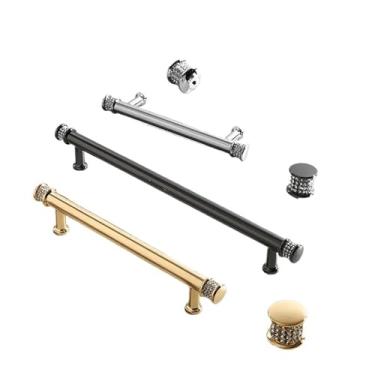 Imagem de CXYFQUUK Puxadores de gaveta de cristal ouro brilhante liga de zinco puxadores de armário de cozinha puxadores de porta de armário ferragens de móveis 2 peças (puxador dourado brilhante)