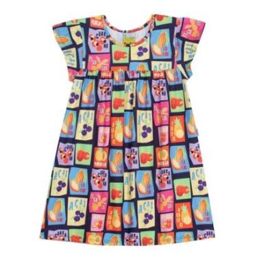 Imagem de Vestido Infantil Menina Azul Marinho Frutinhas Jaca Lelé-Feminino