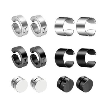 Imagem de 2-12 pares de brincos e brincos de aço inoxidável com ímã cruzado da m