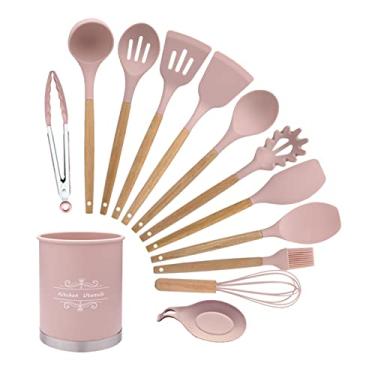 Imagem de Conjunto de Utensílios Cozinha 13 Peças Silicone Panelas Antiaderentes Suporte Armazenamento Colher Escova Espátula Pinça Alimentos Gadgets Fácil Pendurar Limpar Premium BPA