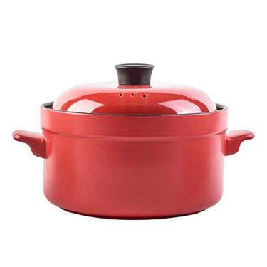 Imagem de U5GAAALPPQ9 Forno holandês coberto de ferro fundido esmaltado, vermelho, mini caçarola com tampa, prato de suflê (tamanho: 26 cm 16 cm) ()