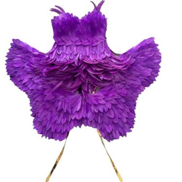 Imagem de Earthradius Women Sexy Strapless Feather costume Hot dance party underwear night show performance model catwalk suit (Purple, M)