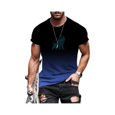 Imagem de Camiseta Masculina plus Size Com Estampa 3D Em Gradiente, Moda De Verã