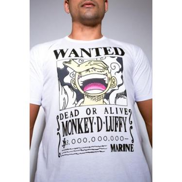 Imagem de Camiseta Wanted Monkey D Luffy Adulto - Glev.Conceito, PP, Branco
