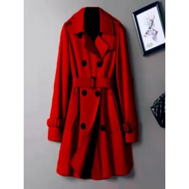 Imagem de Sobretudo Casco Feminino Elegante Quente Outono Inverno, Marsala, gg