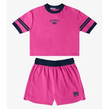 Imagem de Conjunto Blusa Com Shorts Malhão Feminino Minty Rosa, 16, Rosa