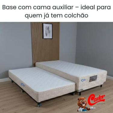 Imagem de Cama Box Solteiro Castor com Cama Auxiliar Acoplada D28  Bicama Alto p