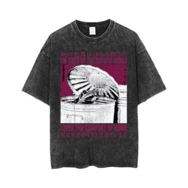 Imagem de Camiseta Masculina Oversized Engraçada Com Estampa De Sapo Estilo Japo