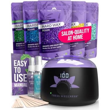 Imagem de Tress Wellness Kit de depilação para pele sensível, seguro para rosto e pele, spray de preparação e pós-cuidado, fácil de usar, kit caseiro para rosto, biquíni, brasileiro e corpo inteiro - display