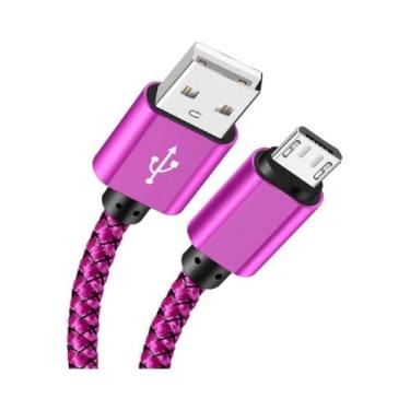 Imagem de Cabo Micro USB Trançado Em Nylon Para Carregamento Rápido 2A E Sincron