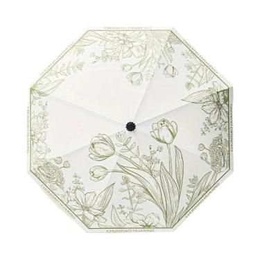 Imagem de Guarda-chuva Dobrável Com Estampa De Flores Românticas, Proteção UV UP