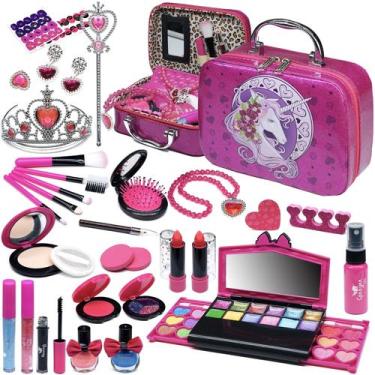 Imagem de Kit de maquiagem HERAPFANN Kids para meninas com bolsa e cosméticos la
