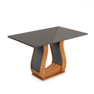 Imagem de Mesa de Madeira Los Angeles com Vidro Marrom/Grafite - Viero Móveis