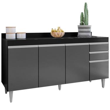 Imagem de Balcão para Cozinha 160 cm com Tampo 4 Portas Lena