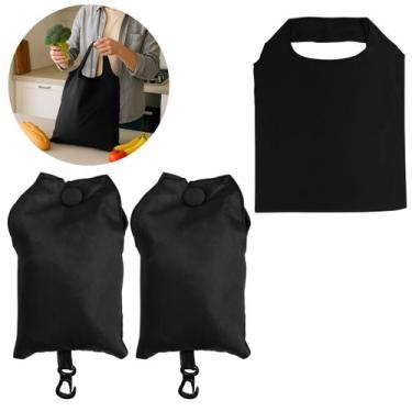 Imagem de 2 Sacolas Dobrável Poliéster 58x38cm Bolsa Reutilizável - Lyor